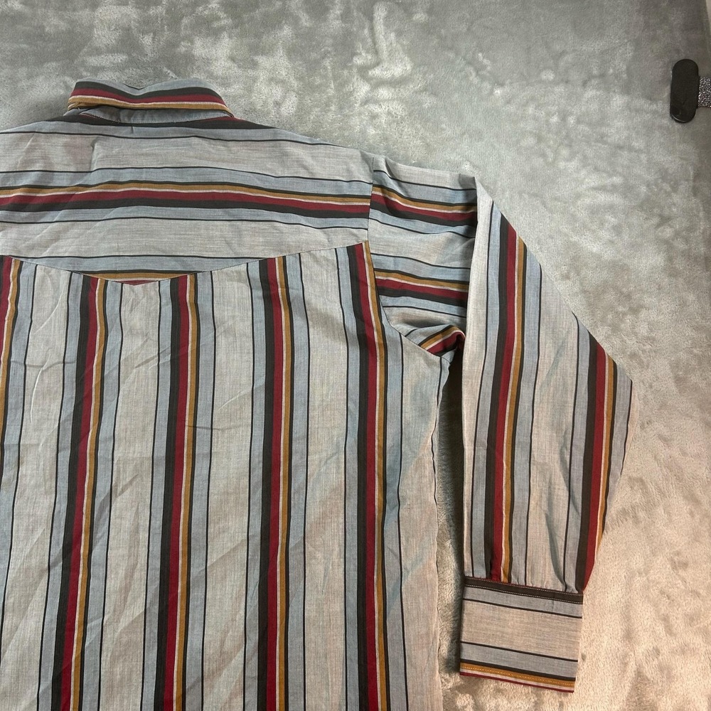 Ely Plains Shirt Mens Large Multicolor Stripe Western Snap Button Cowboy Pockets - Picture 9 of 14